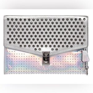 ✨MCM Studded Metallic Minaudière / Large Clutch Silver ✨Runway-Era • Collectible